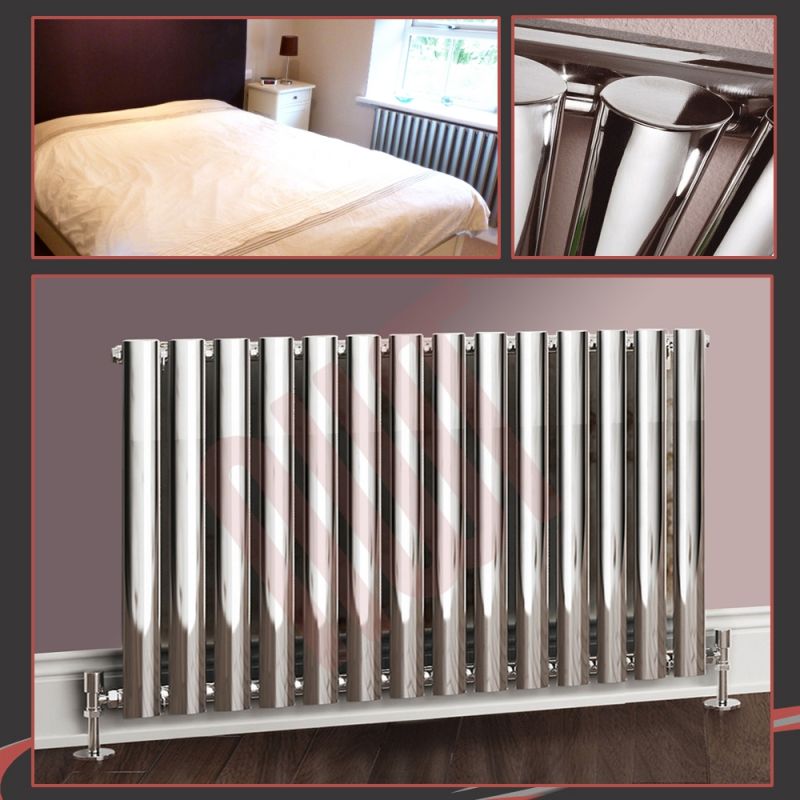Horizontal Chrome Designer Radiators Oval Tube /& Flat Panel Central Heating Rads