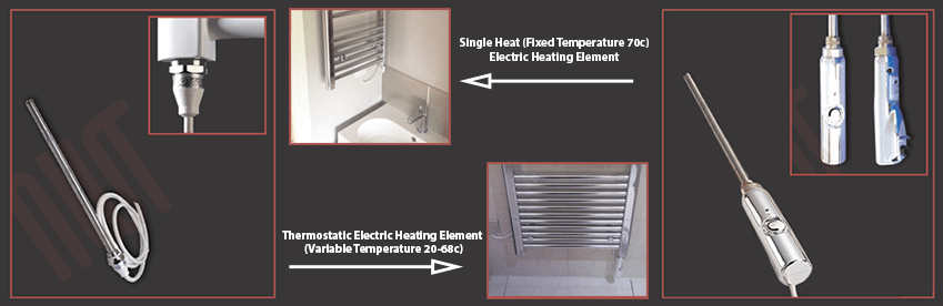 Image of electric elements installed to NWT Towel Rails